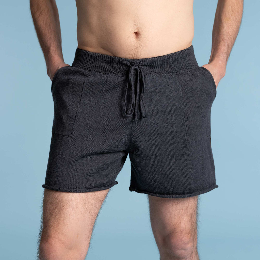 plastic-free certified organic merino wool shorts