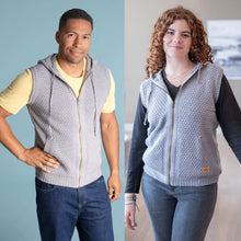 Load image into Gallery viewer, 100% organic merino wool zippered vest with hoodie