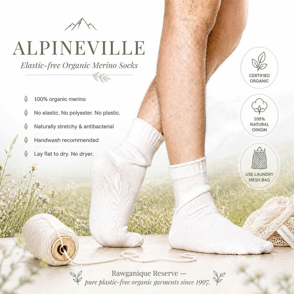 elastic-free certified organic merino wool socks
