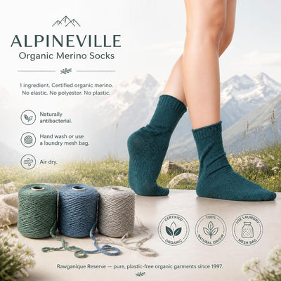 elastic-free certified organic merino wool socks