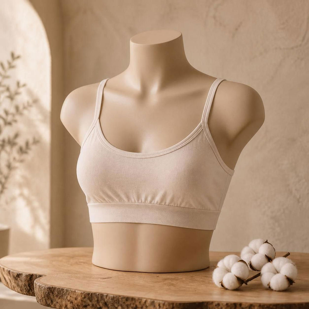100% organic cotton bra elastic-free plastic-free