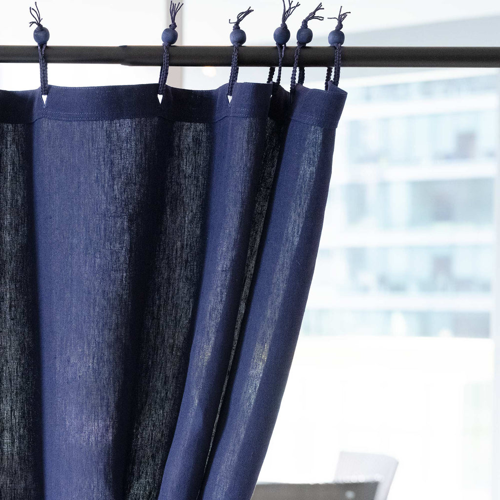 blue hemp curtain