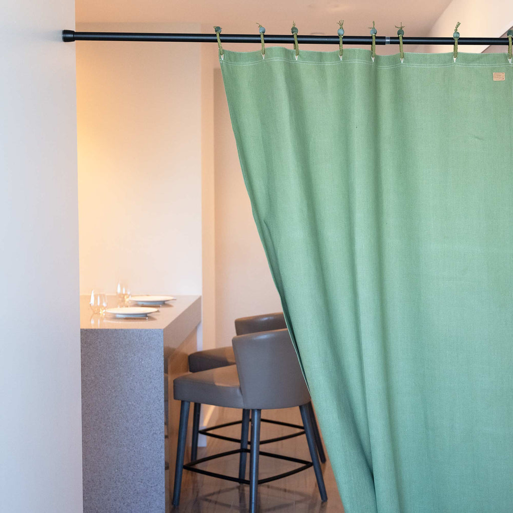 MONTEBELLO 73.5 x 72" 100% Organic Hemp Curtain - Natural Fabric Draperies (OC Thread, Hemp Macrame Rings, Wood Button) (100% Biodegradable)