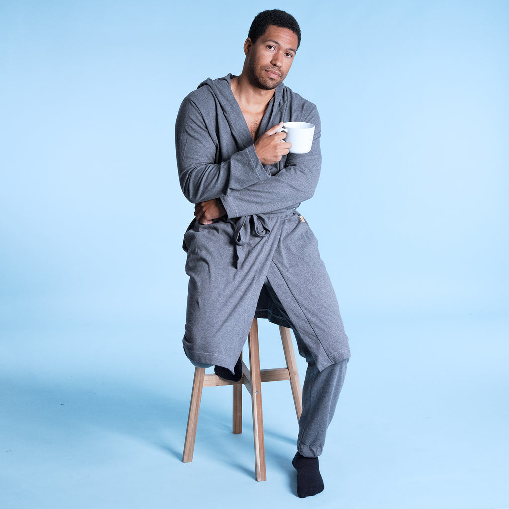 Organic cotton knit bathrobe