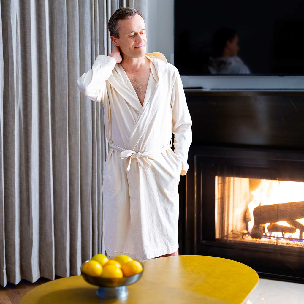 BESAME 100% Organic Cotton Jersey Hooded Bathrobe (OC Thread, Synthetics-Free, 100% Biodegradable)