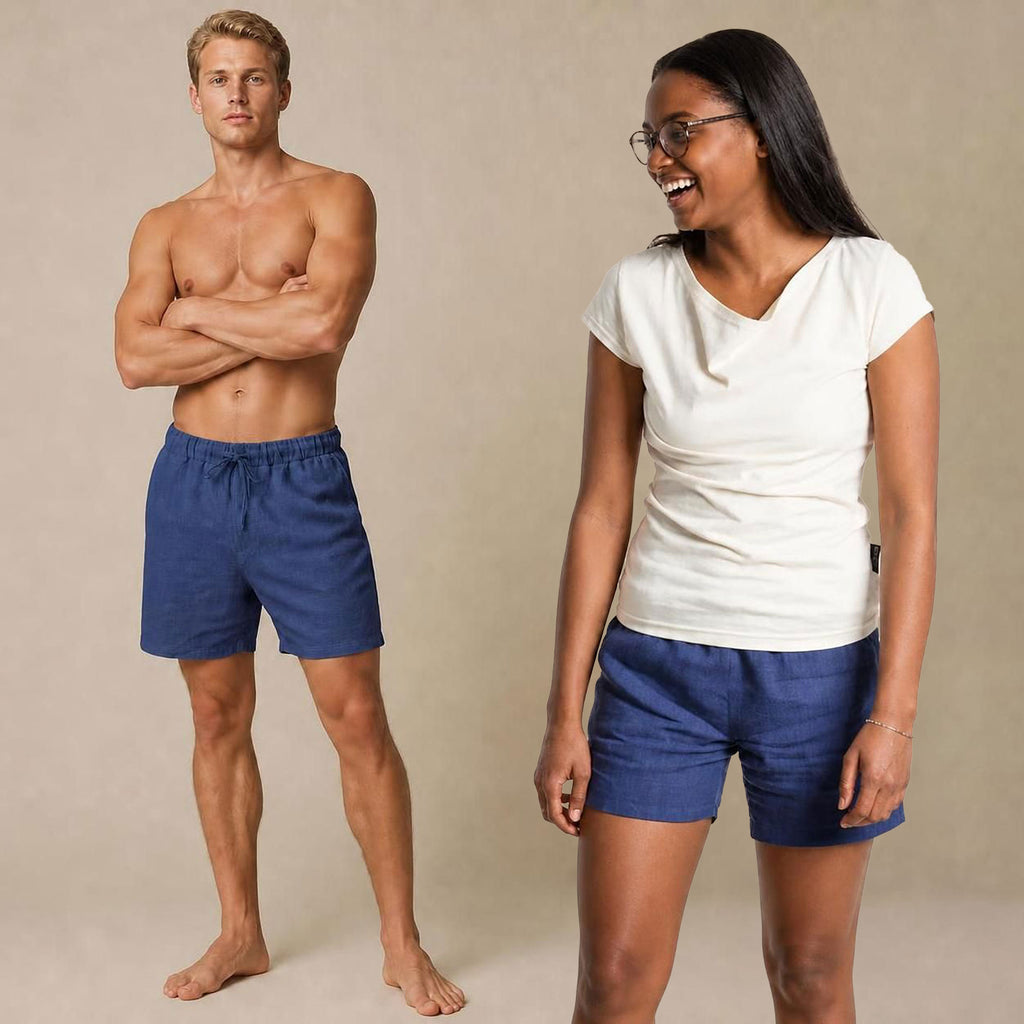 plastic-free 100% organic linen beach shorts
