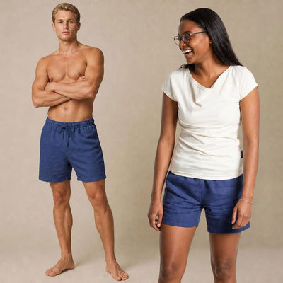 plastic-free 100% organic linen beach shorts