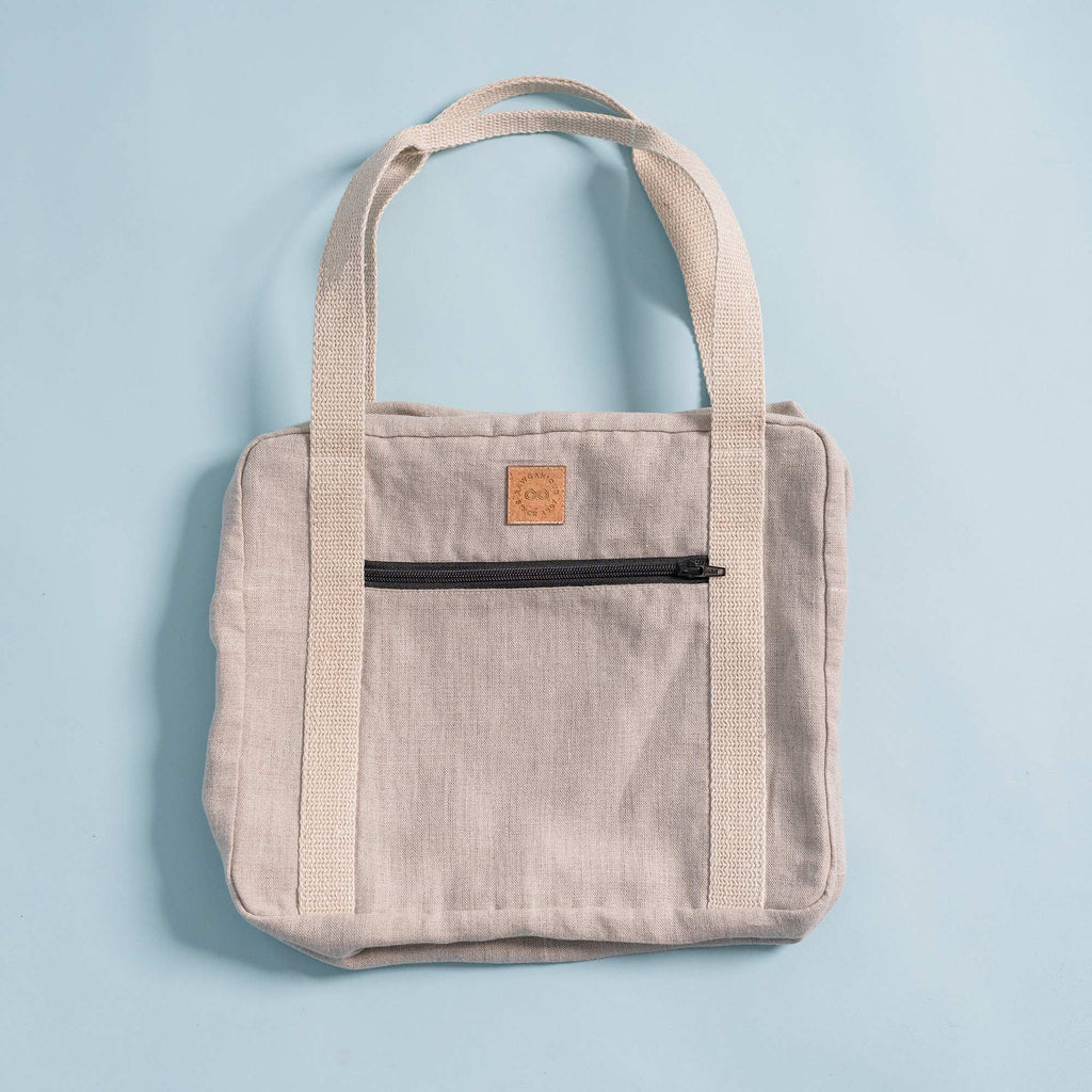 organic linen duffel bag
