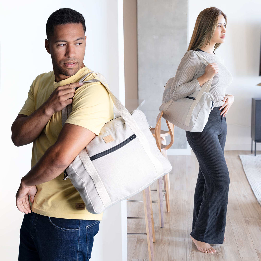 organic linen duffel bag