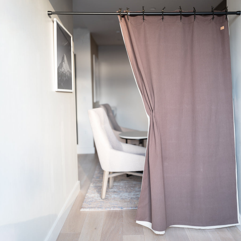 BOTTICELLI Organic Linen Blackout Curtain (With Organic Cotton Back) (Reversible, OC Thread, No PVC, No Vinyl, No Acrylic, No Polyester, No Plastic, No Synthetics Whatsoever) (Handmade Hemp Macrame Rings) (100% Biodegradable)
