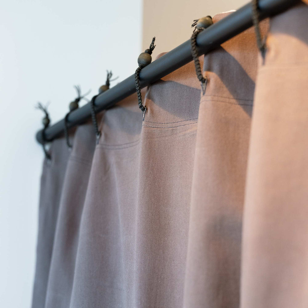 BOTTICELLI Organic Linen Blackout Curtain (With Organic Cotton Back) (Reversible, OC Thread, No PVC, No Vinyl, No Acrylic, No Polyester, No Plastic, No Synthetics Whatsoever) (Handmade Hemp Macrame Rings) (100% Biodegradable)
