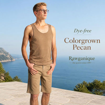 100% certified organic regenerative colorgrown brown cotton dye-free plastic-free polyester-free