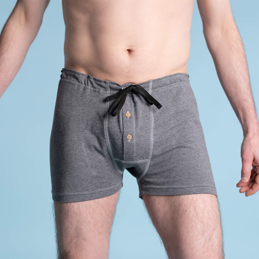 BRAHMS Elastic-free 100% Organic Cotton Knit Boxers (Gusset Crotch, OC Thread, Nut Buttons, No Latex, No Forever Chemicals, No Hormone Disruptors, No Plastic, No Synthetics) (100% Biodegradable)