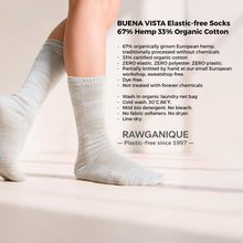 Load image into Gallery viewer, BUENA VISTA Elastic-Free 3-Ply 67% Hemp 33% Organic Cotton Crew Socks (No Polyester, No Latex, No Spandex, No Nylon, No Polyamide, No Plastic, No Synthetics) (100% Biodegradable)