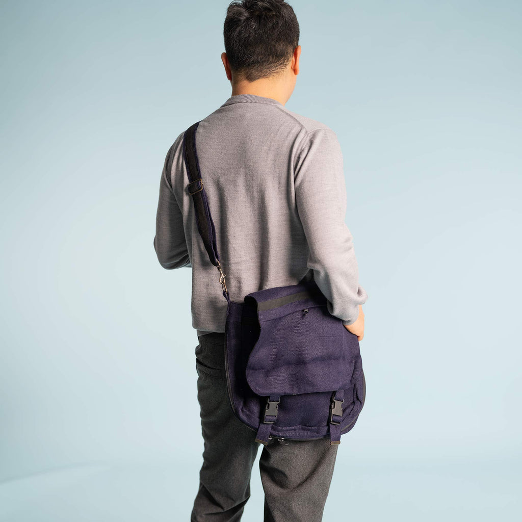 Indigo Hemp Courier Bag