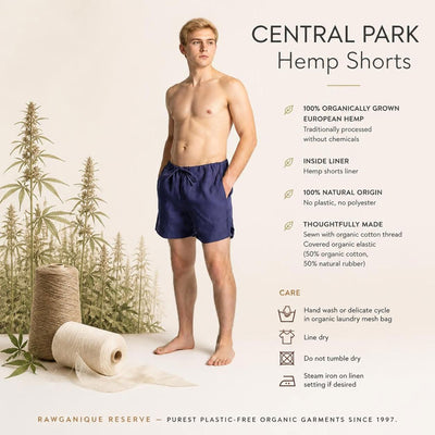 plastic-free hemp workout shorts
