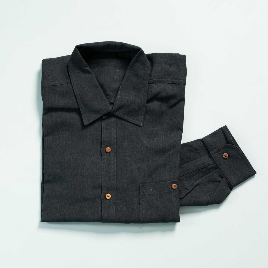 CHANCE 100% Organic Hemp Long-Sleeve Oxford Shirt (No Pocket; Plastic-Free Nut Buttons) (Closeout - Final Sale) (99.9% Biodegradable)