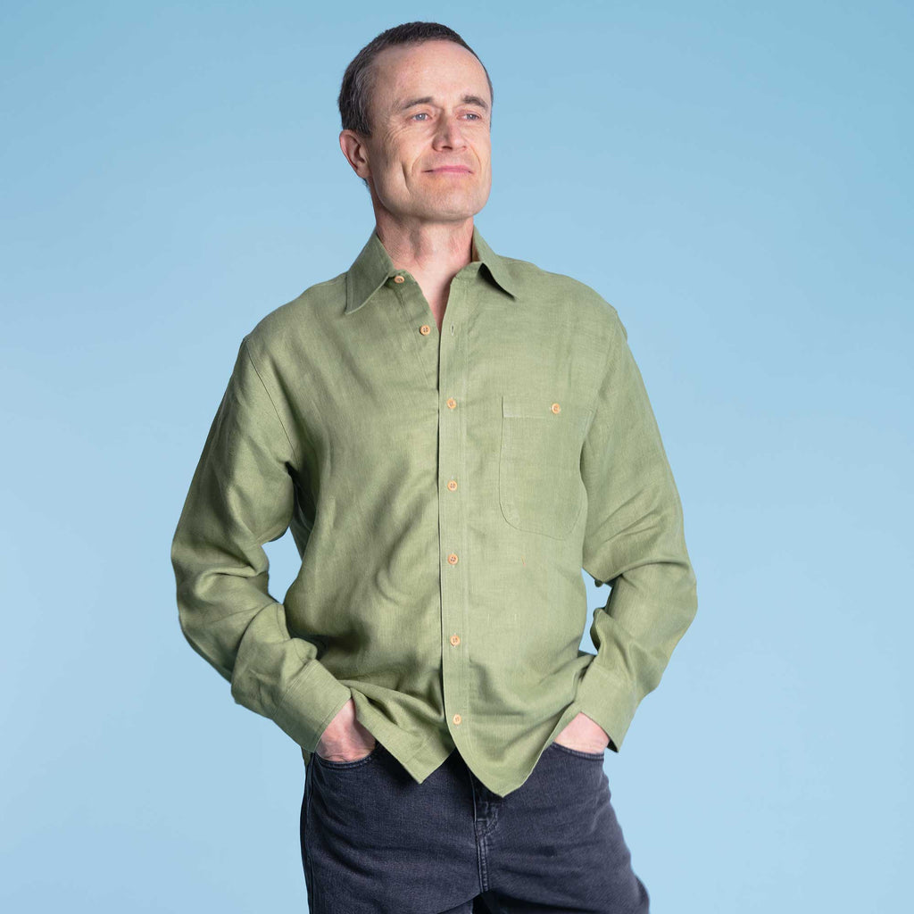 CHANCE 100% Organic Hemp Long-Sleeve Oxford Shirt (No Pocket; Plastic-Free Nut Buttons) (Closeout - Final Sale) (99.9% Biodegradable)