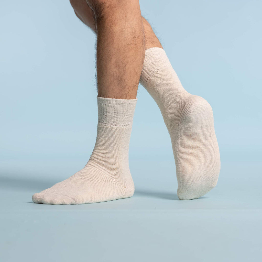 HERTFORDSHIRE 99.95% Organic Hemp Terry Mid-crew Socks (Thick, Plush, 0.05% Bio Elastic) (99.95%-100% Biodegradable)