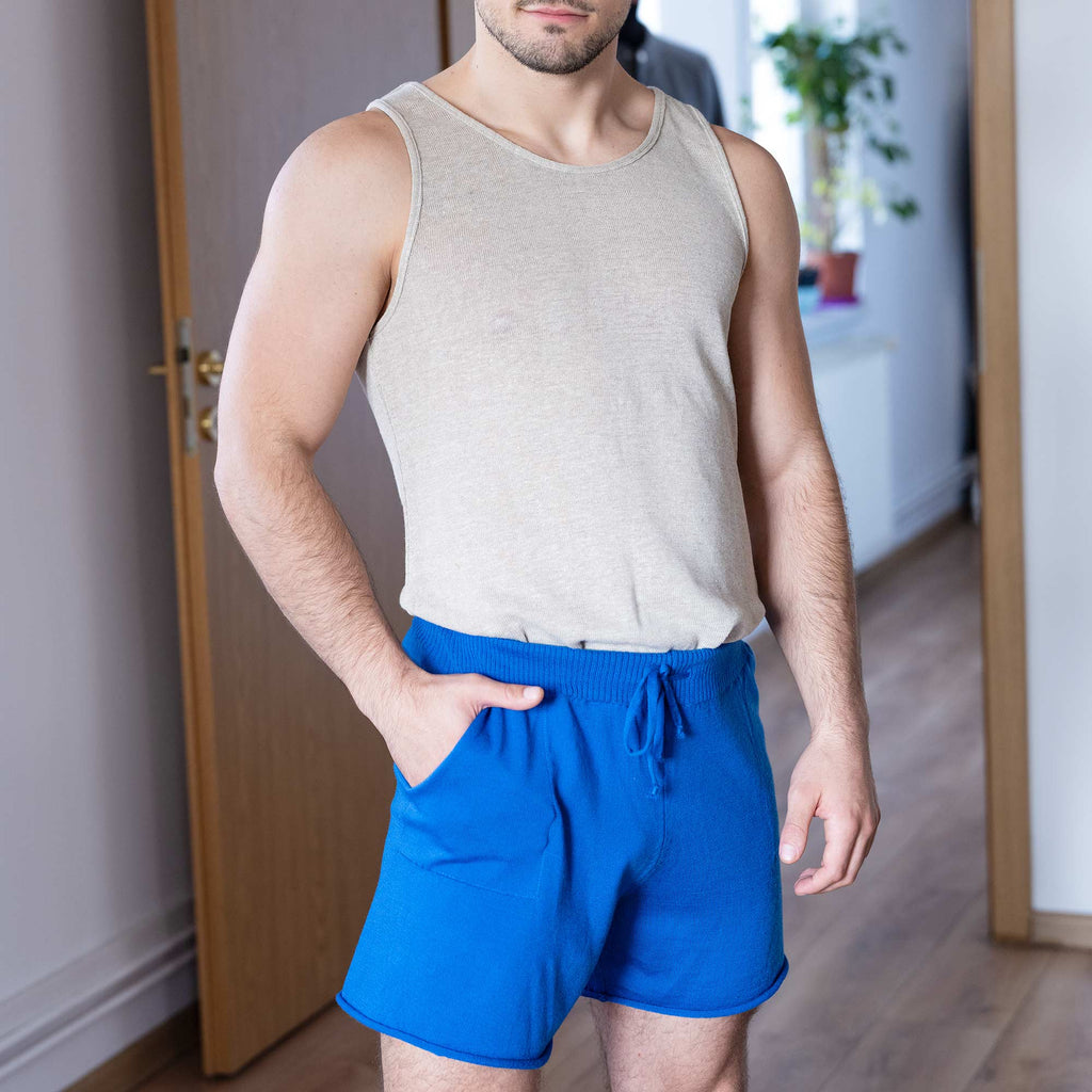 plastic-free 100% certified organic merino workout shorts