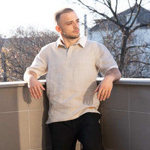 Load image into Gallery viewer, organic linen polo shirt