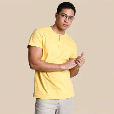 100% certified organic cotton henley t-shirt plastic-free