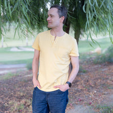 Load image into Gallery viewer, COLIN 100% Organic Prima Cotton Henley Pocket T-Shirt (Plastic-free Tagua Nut Buttons, 100% Biodegradable Option) (Unisex)