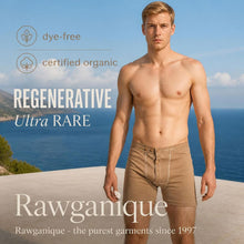 Load image into Gallery viewer, elastic-free 100% certified organic regenerative cotton boxer briefs in colorgrown brown plastic-free polyester-free dye-free