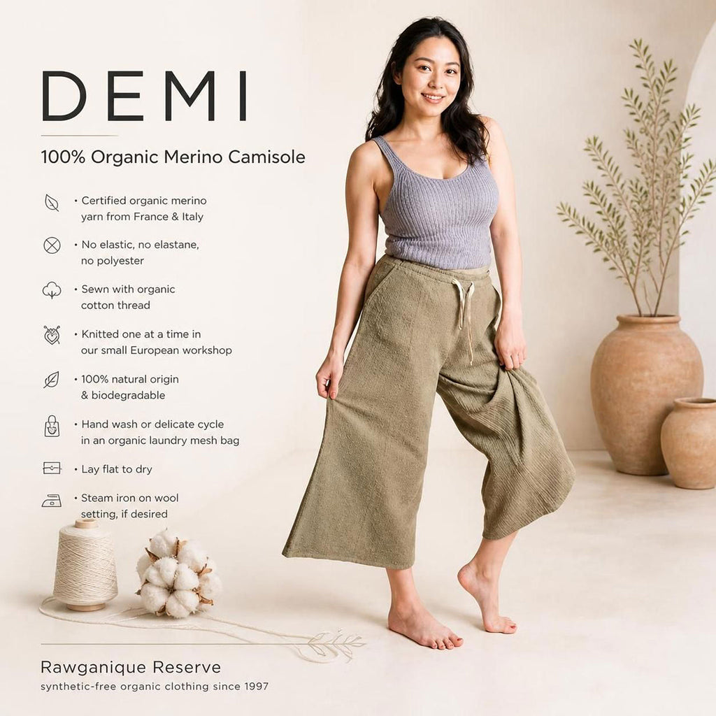 certified organic merino wool camisole tank top plastic-free