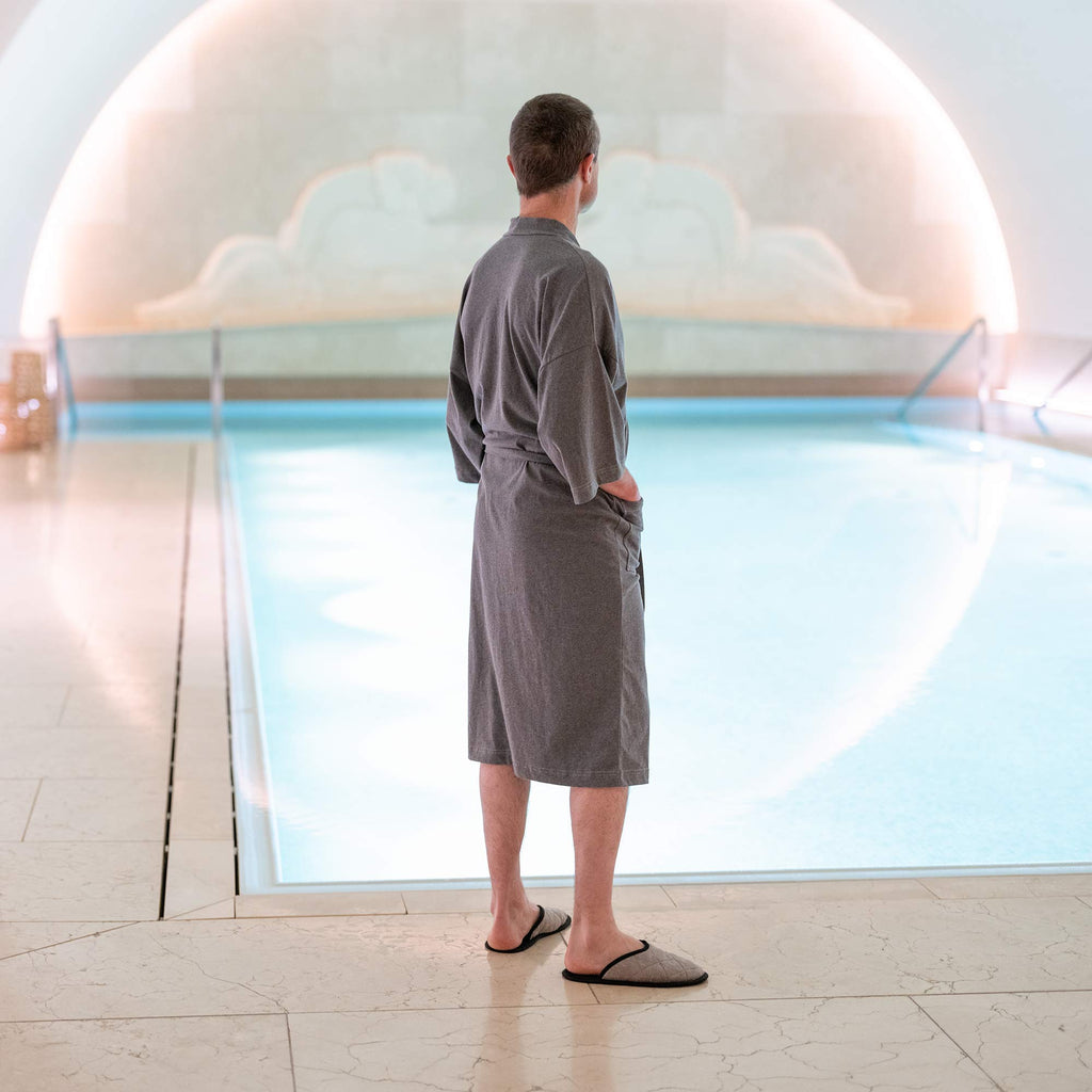 Plastic-free organic knit bathrobe