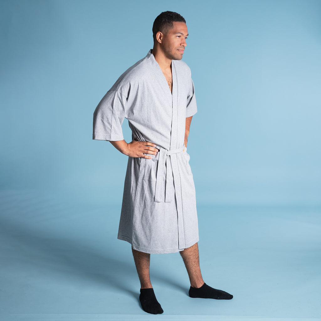 Organic cotton knit bathrobe polyester-free