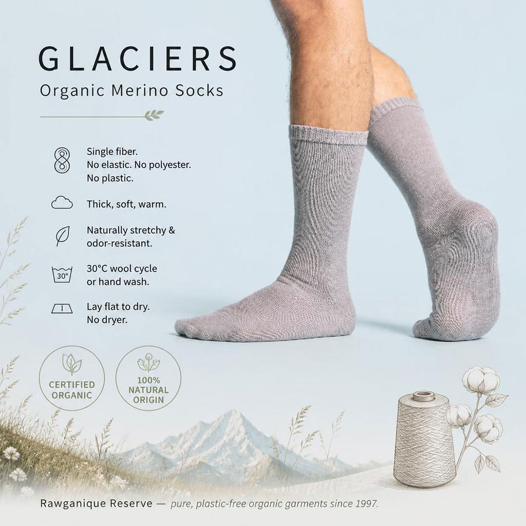 plastic-free thick warm organic merino wool socks