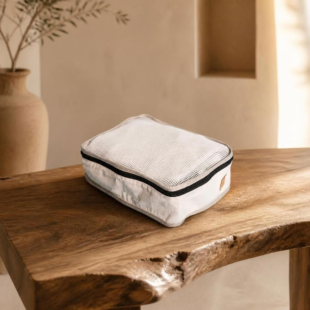 100% certified organic cotton packing cubes see-through plastic-free