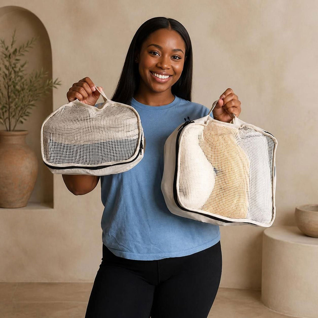 100% certified organic cotton packing cubes see-through plastic-free
