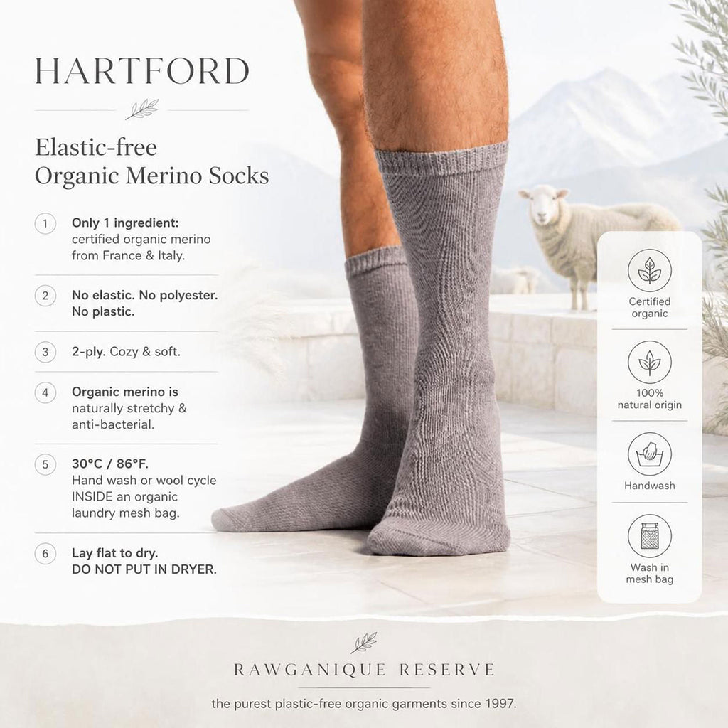 plastic-free elastic-free 100% certified organic merino wool socks
