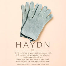 Load image into Gallery viewer, elastic-free 100% certified organic cotton gloves plastic-free