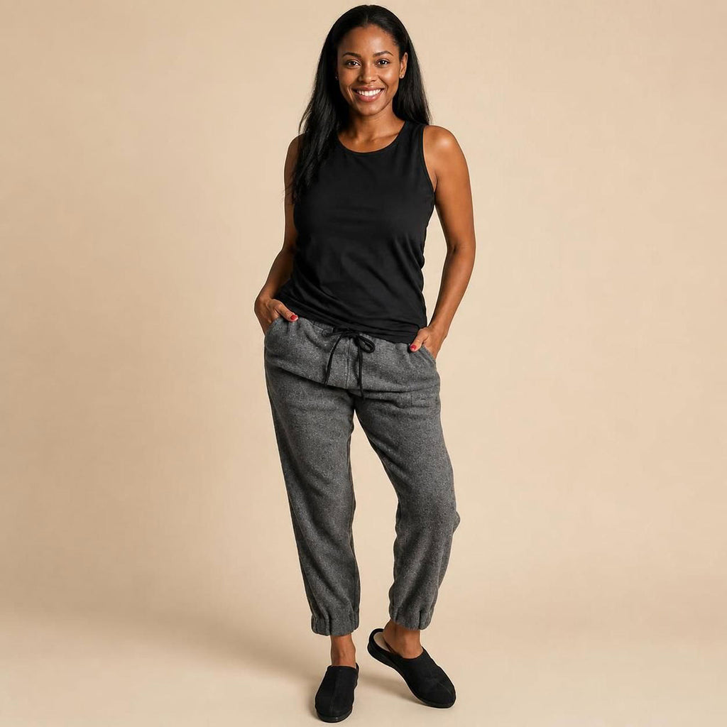 100% certified organic cotton fleece lounge pants plastic-free
