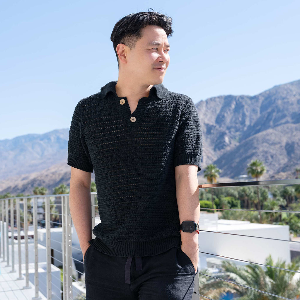 100% organic cotton chunky knit shirt