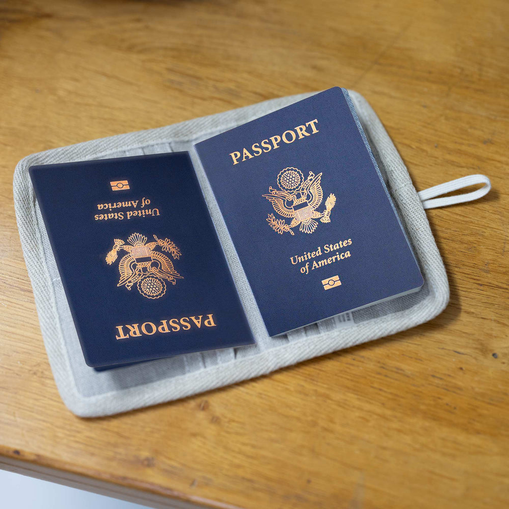 organic linen passport folio