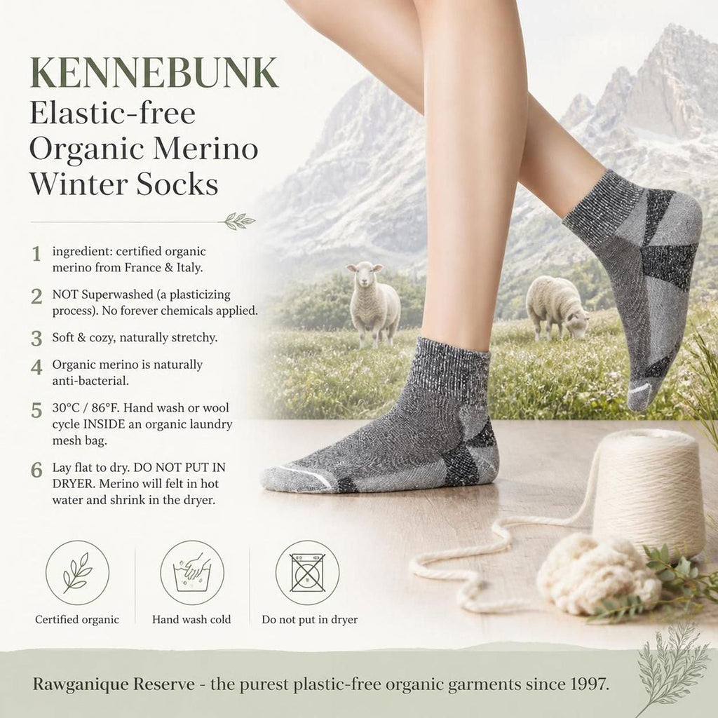 elastic-free 100% certified organic merino wool socks synthetic-free