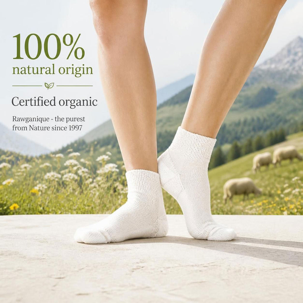 elastic-free 100% certified organic merino wool socks plastic-free no synthetics