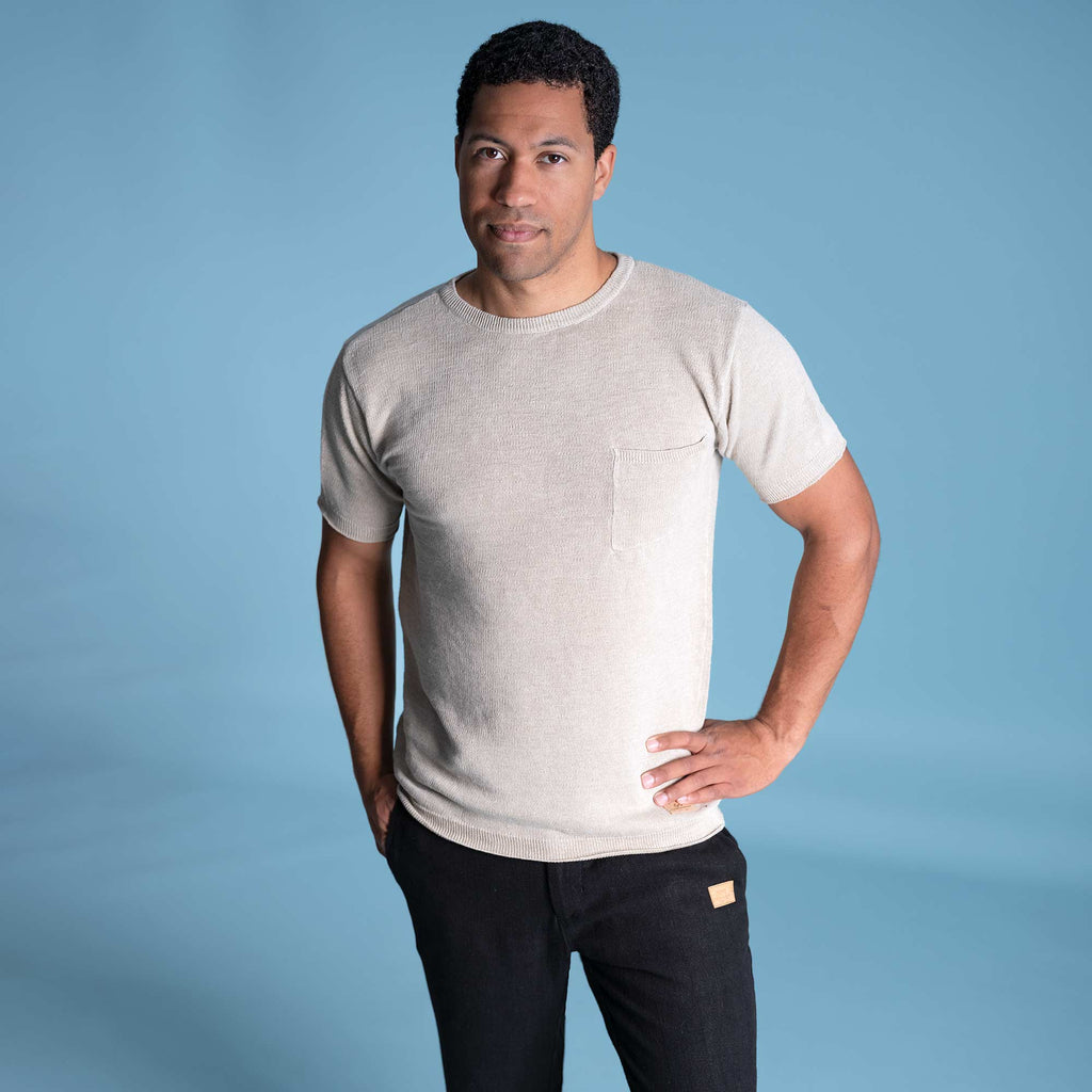 plastic-free 100% organic linen knit shirt
