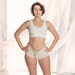 LADYSMITH Elastic-free 100% Organic Cotton Boy Shorts Panty (Grown & Made in USA) (No Lycra, No Spandex, Hidden Drawstrings) (99.99%-100% Biodegradable)