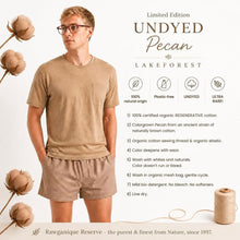 Load image into Gallery viewer, 100% certified organic regenerative cotton T-shirt in colorgrown brown dye-free plastic-free polyester-free