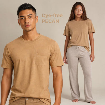 LAKEFOREST Limited Edition 100% Organic Cotton Luxury Pocket T-Shirt Colorgrown Brown (Dye-free, OC Thread, No Latex, No Elastic, No Polyester, No Formaldehyde, No Forever Chemicals, OC Thread Option) (100% Natural Origin & Biodegradable)