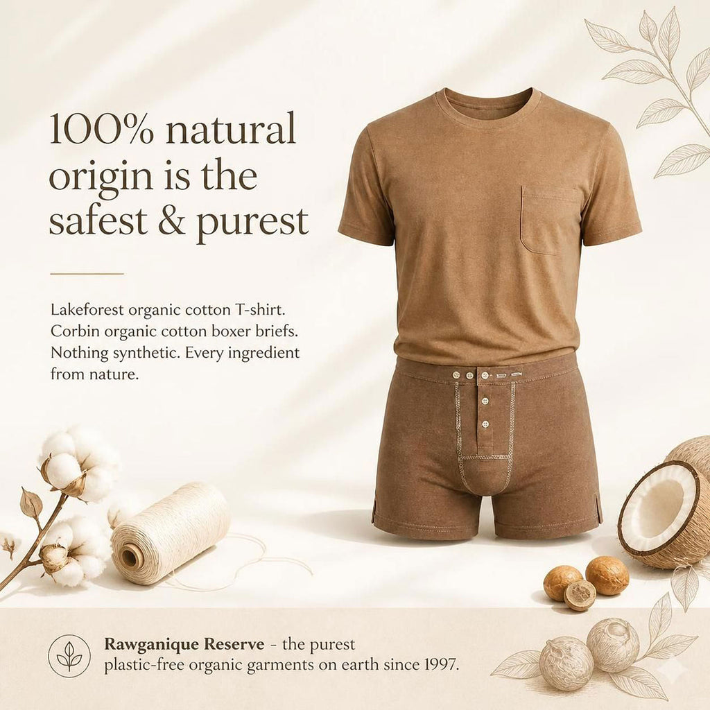 plastic-free 100% certified organic cotton boxer briefs underwear for men without polyester