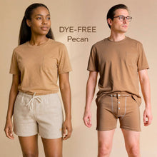Load image into Gallery viewer, 100% certified regenerative organic cotton pocket t-shirt in colorgrown brown color dye-free polyester-free