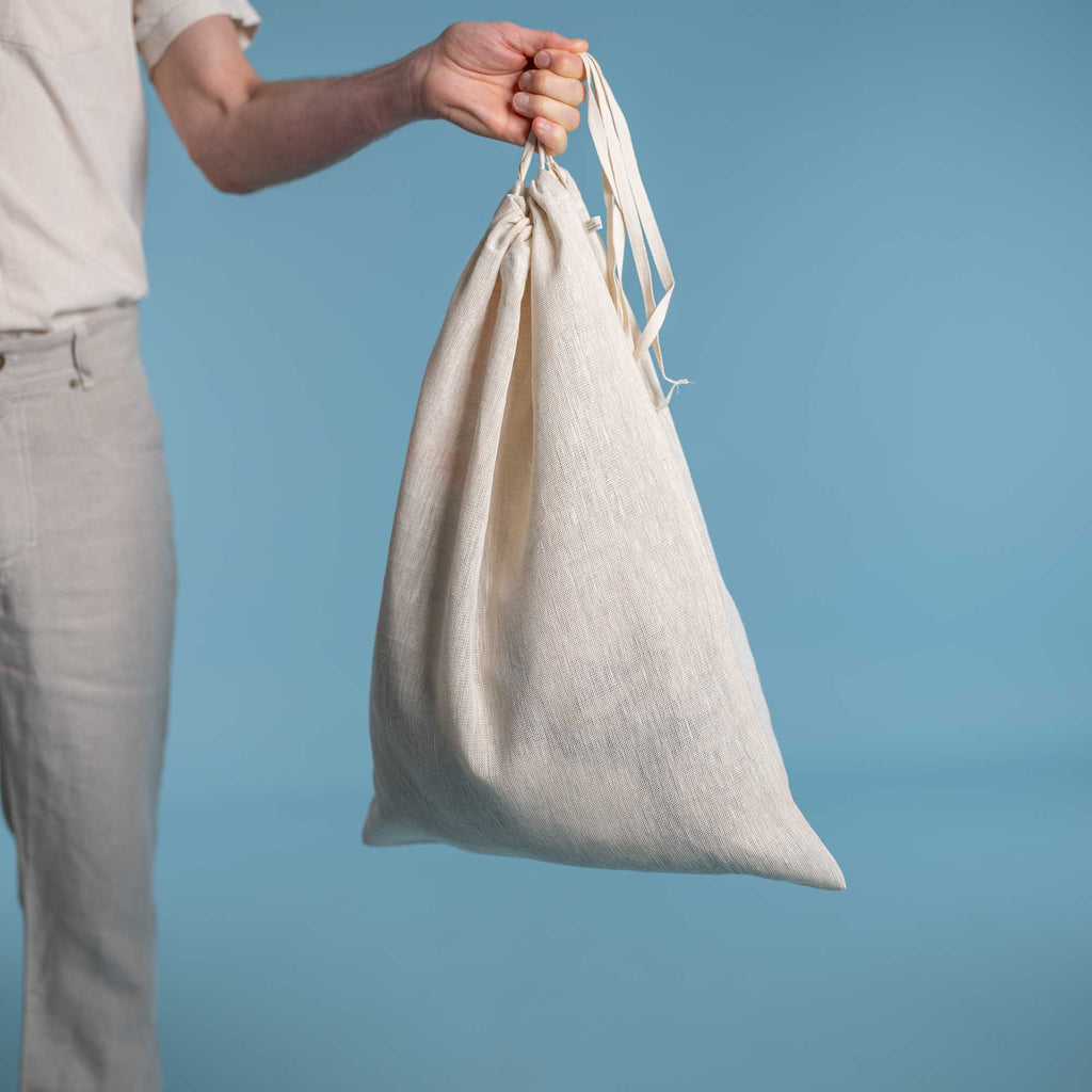 hemp garment bag with drawstring