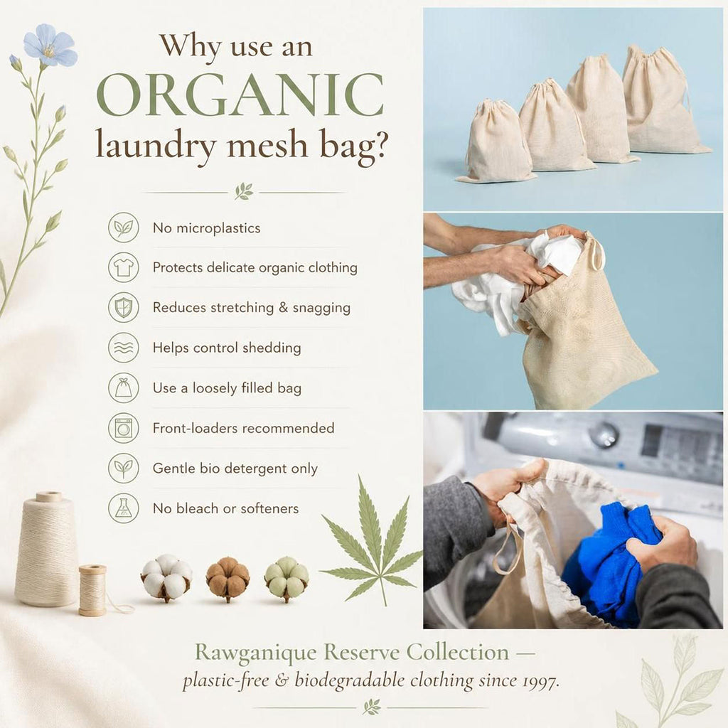 plastic-free organic cotton laundry mesh bag