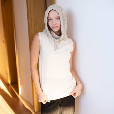Organic linen hoodie hat